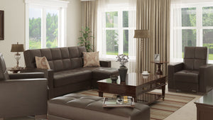 Homeroots 52" Brown Faux Leather Tufted Storage Ottoman - Chic Design For Stylish Living And Hidden Storage Solutions   608894