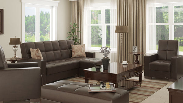 Homeroots 52" Brown Faux Leather Tufted Storage Ottoman - Chic Design For Stylish Living And Hidden Storage Solutions   608894