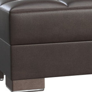 Homeroots 52" Brown Faux Leather Tufted Storage Ottoman - Chic Design For Stylish Living And Hidden Storage Solutions   608894
