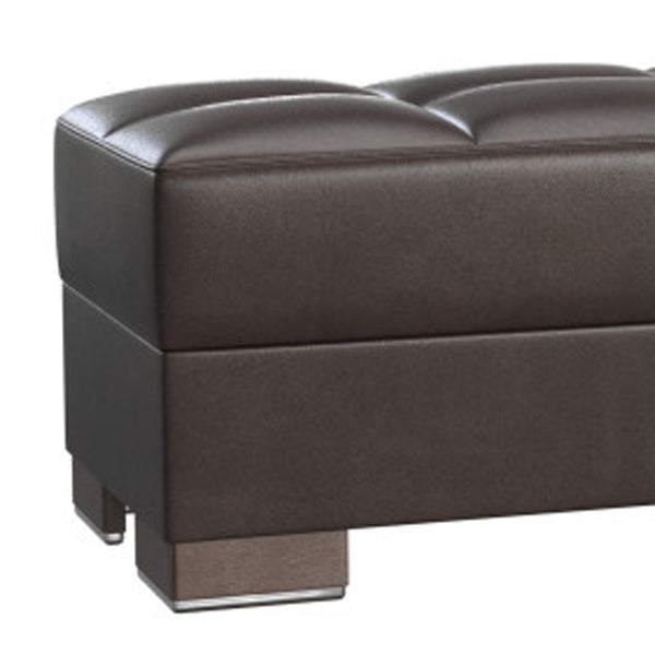 Homeroots 52" Brown Faux Leather Tufted Storage Ottoman - Chic Design For Stylish Living And Hidden Storage Solutions   608894