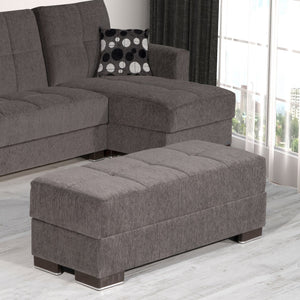 Homeroots 52" Gray And Brown Chenille Tufted Storage Ottoman - Stylish Seating With Hidden Storage Solution!   608897