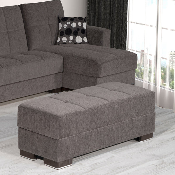 Homeroots 52" Gray And Brown Chenille Tufted Storage Ottoman - Stylish Seating With Hidden Storage Solution!   608897