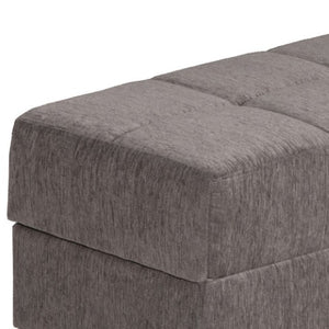 Homeroots 52" Gray And Brown Chenille Tufted Storage Ottoman - Stylish Seating With Hidden Storage Solution!   608897