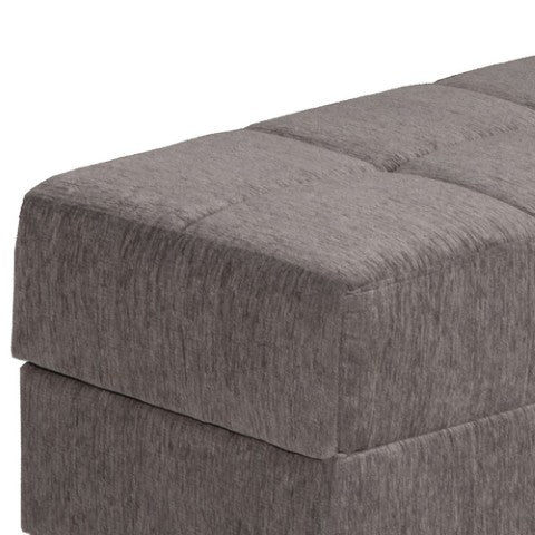 Homeroots 52" Gray And Brown Chenille Tufted Storage Ottoman - Stylish Seating With Hidden Storage Solution!   608897