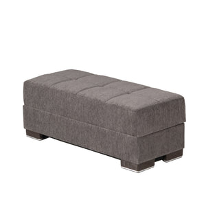 Homeroots 52" Gray And Brown Chenille Tufted Storage Ottoman - Stylish Seating With Hidden Storage Solution!   608897