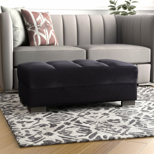 Homeroots 52" Black And Brown Microfiber Tufted Storage Ottoman - Stylish Seating With Hidden Storage Solution   608898