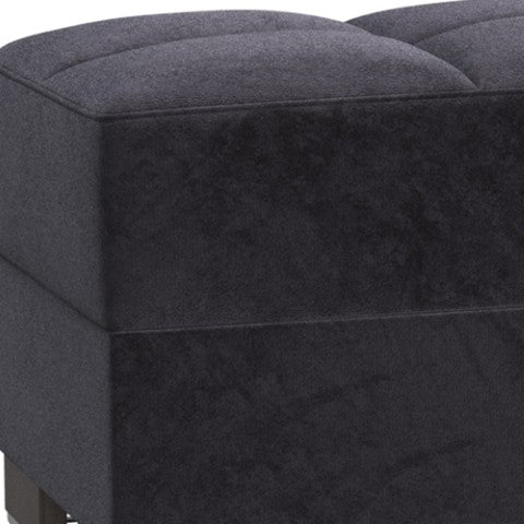 Homeroots 52" Black And Brown Microfiber Tufted Storage Ottoman - Stylish Seating With Hidden Storage Solution   608898