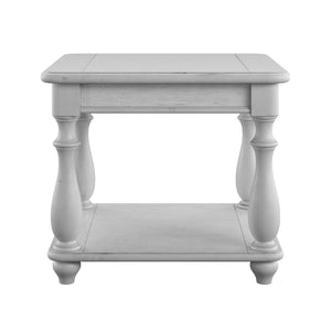 English Elm Wallace & Bay - Gray Square End Table with Oyster Coastal Finish, Solid Wood, Easy-Care 24" Square Accent Table B2709P212401