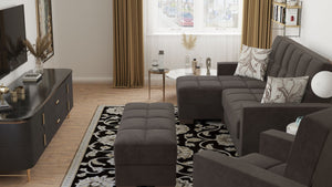 Homeroots 52" Stylish Brown Tufted Chenille & Faux Leather Storage Ottoman – Comfort Meets Functionality!   608902