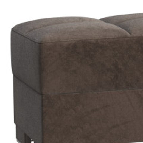 Homeroots 52" Stylish Brown Tufted Chenille & Faux Leather Storage Ottoman – Comfort Meets Functionality!   608902