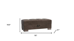 Homeroots 52" Stylish Brown Tufted Chenille & Faux Leather Storage Ottoman – Comfort Meets Functionality!   608902