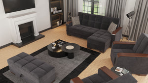 Homeroots 52" Stylish Black And Brown Microfiber Tufted Storage Ottoman - Multi-functional Seating & Decor   608905