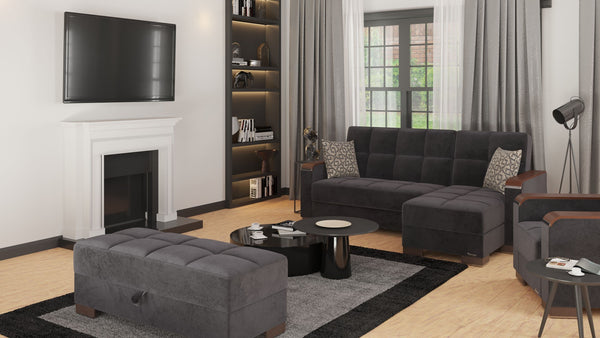 Homeroots 52" Stylish Black And Brown Microfiber Tufted Storage Ottoman - Multi-functional Seating & Decor   608905