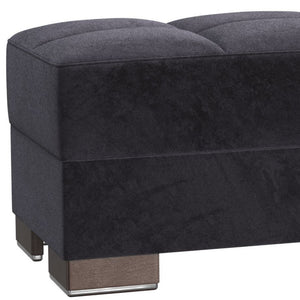 Homeroots 52" Stylish Black And Brown Microfiber Tufted Storage Ottoman - Multi-functional Seating & Decor   608905