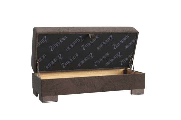 Homeroots 52" Brown Microfiber Storage Ottoman - Stylish, Comfortable & Multi-functional Home Accent Piece   608909