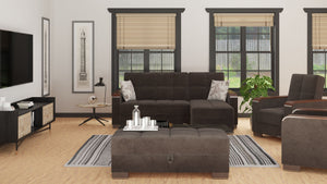 Homeroots 52" Brown Microfiber Storage Ottoman - Stylish, Comfortable & Multi-functional Home Accent Piece   608909