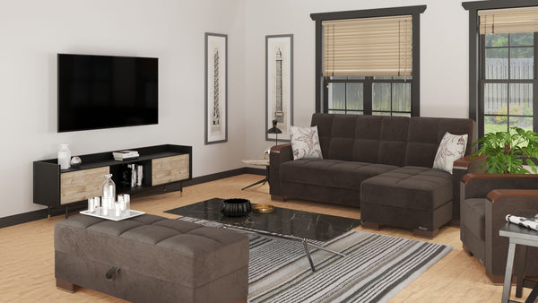 Homeroots 52" Brown Microfiber Storage Ottoman - Stylish, Comfortable & Multi-functional Home Accent Piece   608909