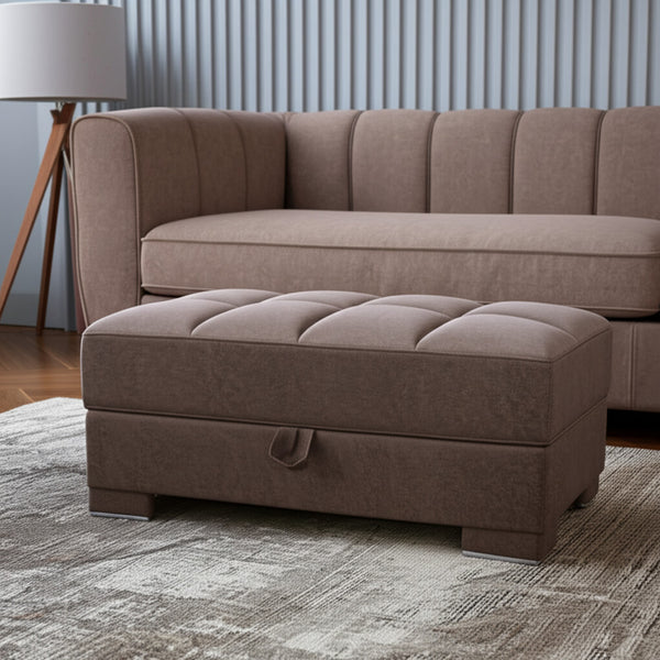 Homeroots 52" Brown Microfiber Storage Ottoman - Stylish, Comfortable & Multi-functional Home Accent Piece   608909