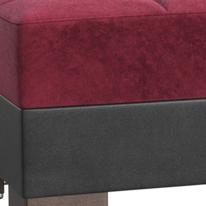 Homeroots 52" Stylish Burgundy Black & Brown Faux Leather Tufted Storage Ottoman For Comfort & Chic Décor   608911