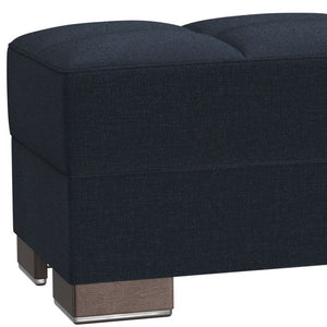 Homeroots 52" Dark Blue & Brown Chenille Tufted Storage Ottoman - Stylish Seating & Hidden Storage Solution!   608912