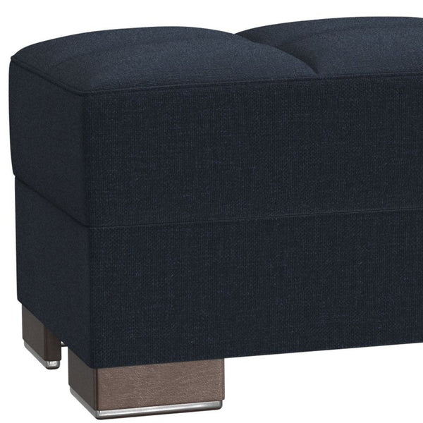 Homeroots 52" Dark Blue & Brown Chenille Tufted Storage Ottoman - Stylish Seating & Hidden Storage Solution!   608912