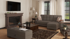 Homeroots 52" Brown Chenille Tufted Storage Ottoman - Elegant, Multi-functional Seating & Hidden Storage Solution   608913