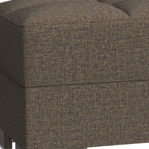 Homeroots 52" Brown Chenille Tufted Storage Ottoman - Elegant, Multi-functional Seating & Hidden Storage Solution   608913