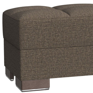 Homeroots 52" Brown Chenille Tufted Storage Ottoman - Elegant, Multi-functional Seating & Hidden Storage Solution   608913