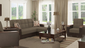 Homeroots 52" Brown Chenille & Faux Leather Tufted Storage Ottoman - Stylish, Comfortable, And Multi-functional!   608915