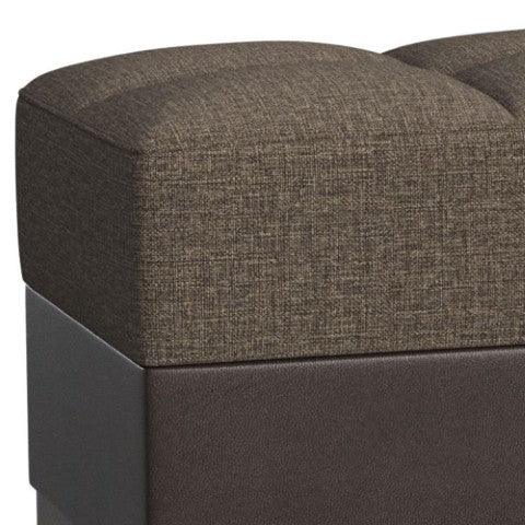 Homeroots 52" Brown Chenille & Faux Leather Tufted Storage Ottoman - Stylish, Comfortable, And Multi-functional!   608915