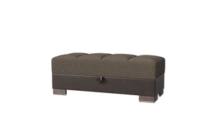 Homeroots 52" Brown Chenille & Faux Leather Tufted Storage Ottoman - Stylish, Comfortable, And Multi-functional!   608915
