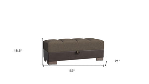 Homeroots 52" Brown Chenille & Faux Leather Tufted Storage Ottoman - Stylish, Comfortable, And Multi-functional!   608915