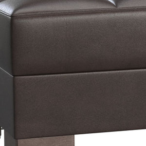 Homeroots 52" Brown Faux Leather Tufted Storage Ottoman - Stylish Seating With Hidden Storage For Any Room   608917