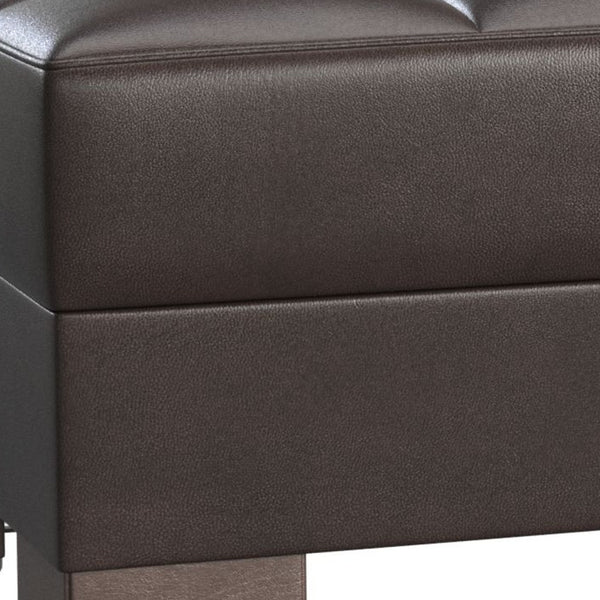 Homeroots 52" Brown Faux Leather Tufted Storage Ottoman - Stylish Seating With Hidden Storage For Any Room   608917