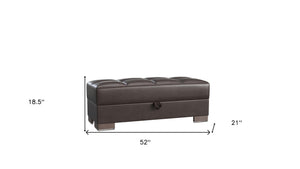 Homeroots 52" Brown Faux Leather Tufted Storage Ottoman - Stylish Seating With Hidden Storage For Any Room   608917