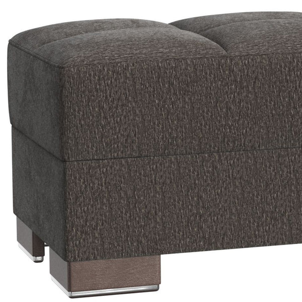 Homeroots 52" Stylish Dark Gray And Brown Chenille Tufted Storage Ottoman – Chic Seating & Hidden Storage Solution   608920
