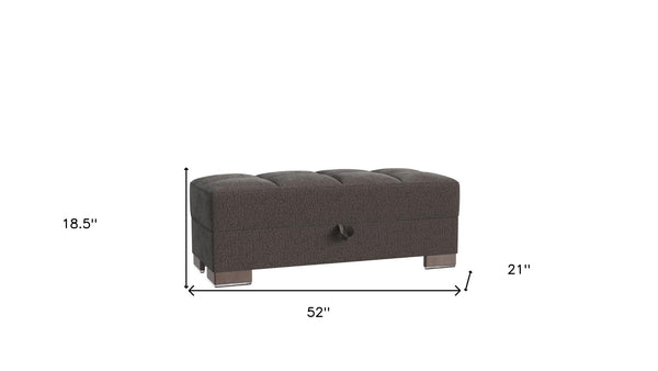 Homeroots 52" Stylish Dark Gray And Brown Chenille Tufted Storage Ottoman – Chic Seating & Hidden Storage Solution   608920