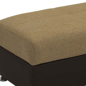 Homeroots 54" Stylish Camel Espresso & Silver Chenille Faux Leather Tufted Storage Ottoman For Any Room   608922