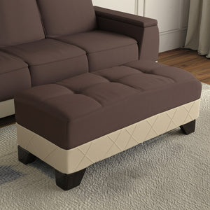 Homeroots 48" Stylish Brown And Cream Faux Leather Tufted Storage Ottoman – Chic Comfort For Any Room   608926