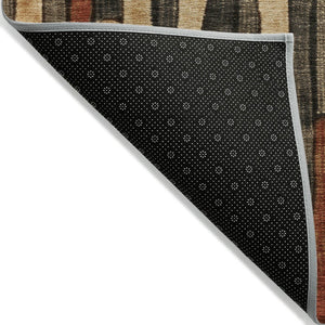 HomeRoots 5' Striped Washable Area Rug in Coffee and Brown - Durable, Stylish, Perfect for Indoor & Outdoor Use 5' X 8' 608941