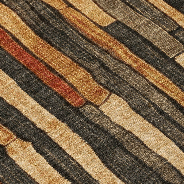 HomeRoots 5' Striped Washable Area Rug in Coffee and Brown - Durable, Stylish, Perfect for Indoor & Outdoor Use 8' Round 608942