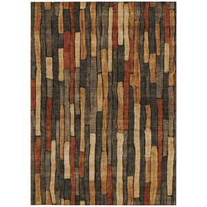 HomeRoots 5' Striped Washable Area Rug in Coffee and Brown - Durable, Stylish, Perfect for Indoor & Outdoor Use 9' X 12' 608944