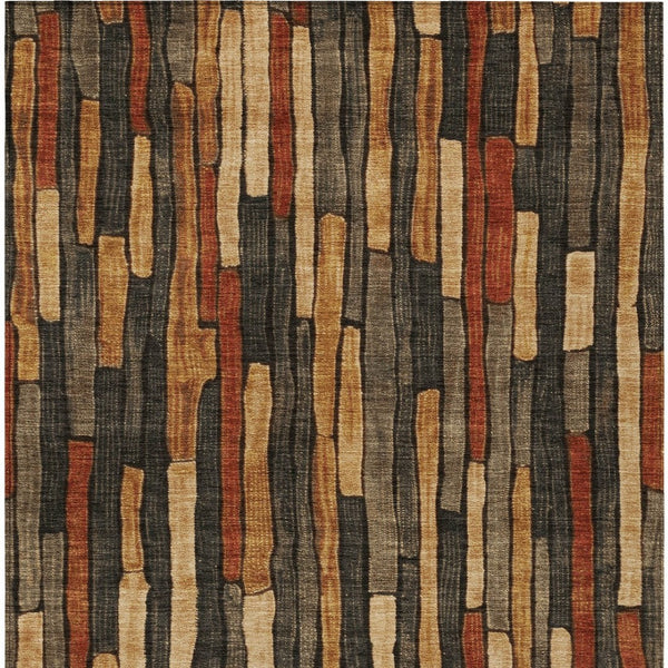 HomeRoots 5' Striped Washable Area Rug in Coffee and Brown - Durable, Stylish, Perfect for Indoor & Outdoor Use 10' X 14' 608945