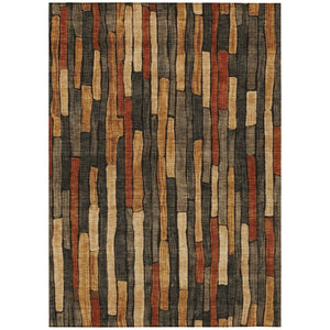 HomeRoots 5' Striped Washable Area Rug in Coffee and Brown - Durable, Stylish, Perfect for Indoor & Outdoor Use 10' X 14' 608945