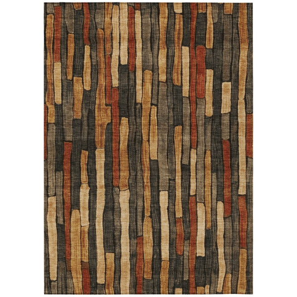 HomeRoots 5' Striped Washable Area Rug in Coffee and Brown - Durable, Stylish, Perfect for Indoor & Outdoor Use 10' X 14' 608945