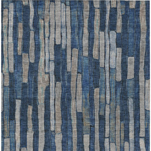 HomeRoots 5' Stylish Navy and Denim Blue Striped Washable Area Rug for Indoor and Outdoor Spaces 9' X 12' 608956