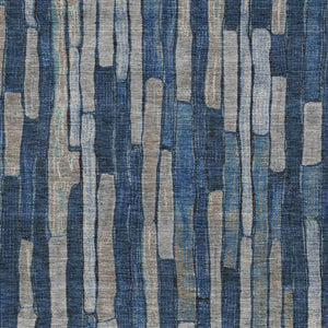 HomeRoots 5' Stylish Navy and Denim Blue Striped Washable Area Rug for Indoor and Outdoor Spaces 9' X 12' 608956