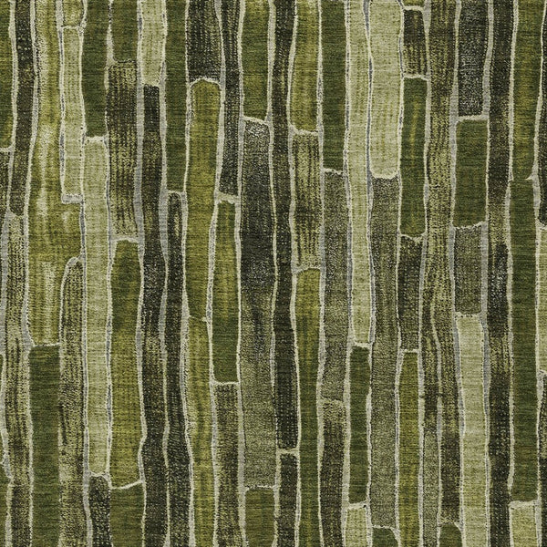 HomeRoots 5' Olive Green Striped Area Rug - Washable, Durable, Indoor/Outdoor, Perfect for High-Traffic Spaces 5' X 8' 608959