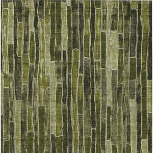 HomeRoots 5' Olive Green Striped Area Rug - Washable, Durable, Indoor/Outdoor, Perfect for High-Traffic Spaces 8' X 10' 608961