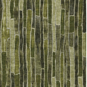 HomeRoots 5' Olive Green Striped Area Rug - Washable, Durable, Indoor/Outdoor, Perfect for High-Traffic Spaces 8' X 10' 608961